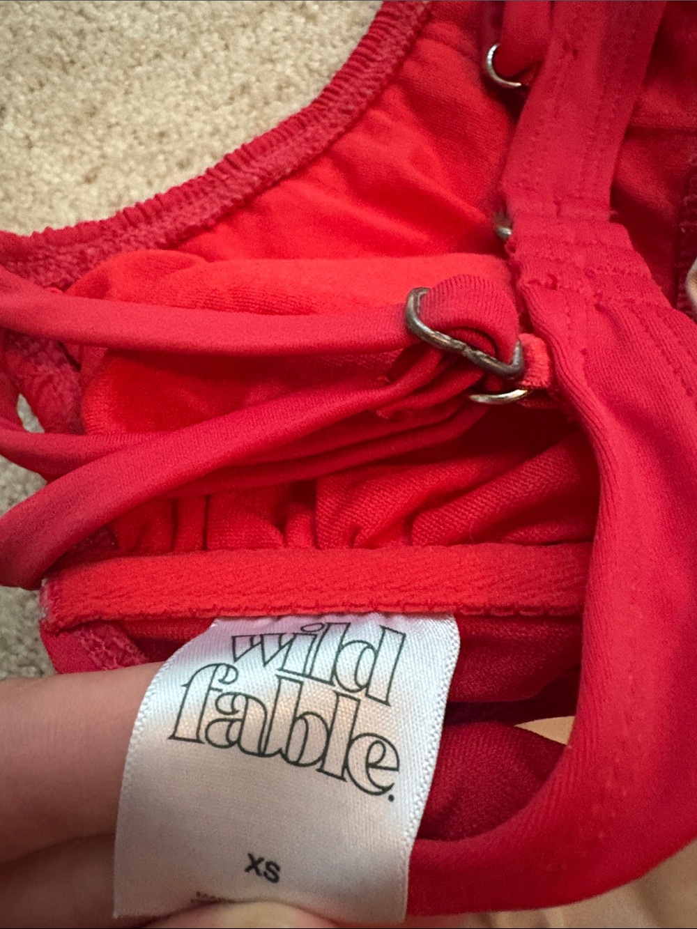 Red Ruffled Two-Piece Bikini Set - Picture 4 of 4